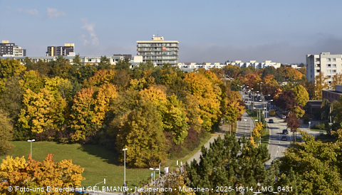 15.10.2025 - goldener Oktober mit Blick auf das Marx-Zentrum und Wohnanlage am Karl-Marx-Ring 52-62